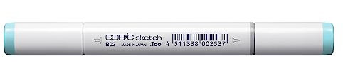 COPIC Sketch Marker Typ B - 02, Robin's Egg Blue, professioneller Pinselmarker, mit einer Super-Brush-Spitze und einer Medium-Broad-Spitze