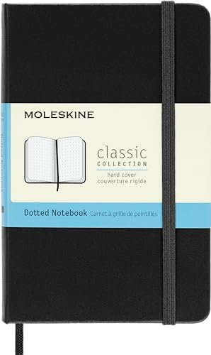 Moleskine Classic Dotted Paper Notebook, Hard Cover and Elastic Closure Journal, Color Black, Size Pocket 9 x 14 cm, 192 Pages