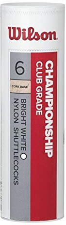 Wilson Badminton-Ball, Championship Shuttlecocks, 6-er Dose, 78 Grains, Weiß, Kunststoff/Naturkork, WRT6042WH78, One Size