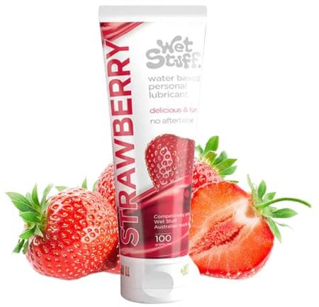 Wet Stuff Strawberry - fruchtiges Gleitgel mit Erdbeergeschmack, auf Wasserbasis, ohne Zucker und Parabene - 1 x 100g