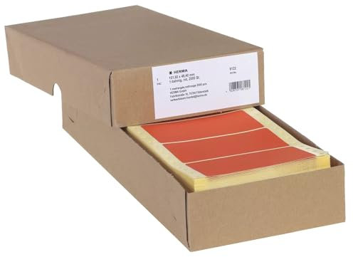 HERMA 8122 Computeretiketten endlos, 101,6 x 48,4 mm, 1-bahnig, 2000 Stück, selbstklebend, Endlosetiketten Aufkleber mit Führungslochrand, matt, blanko Papier Computer Etiketten, rot