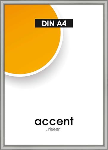 accent by nielsen Kunststoff Bilderrahmen Colorado Uni, 21x29,7 cm, Silber | Kunststoff Dokumentenrahmen im Hoch- & Querformat zum Aufhängen Silber matt Echtglas