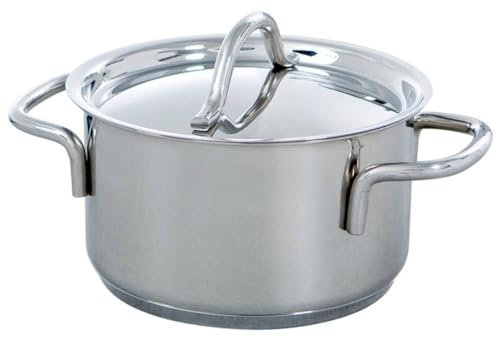 BK Profiline Edelstahl 14 cm/1 L Kochtopf mit Deckel, Induktionsgeeignet, Backofen- und Broiler sicher bis 230˚C, Langlebig & Stapelbar, Spülmaschinenfest, PFAS frei, Silber