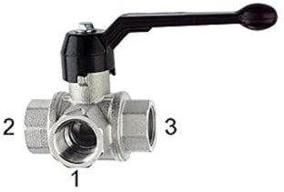 RIEGLER 103378-1081 D 3-Wege-Kugelhahn, Standard, L-Bohr., Messing vern., Rp 3/4, DN 20, 1Stk