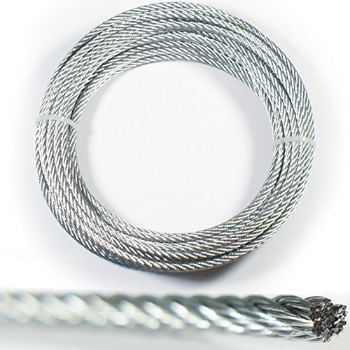 30m – 3mm Wire Rope Lashing Cable – Zinc Plated Steel Stranded-Metal Hoist Line