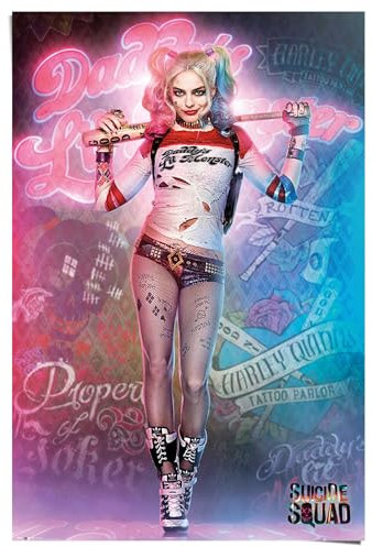 REINDERS Poster, Suicide Squad - Harley Quinn, Hobbyraum, Poster, Wanddeko, Room Decor, 150 gr. glänzend Bilderdruckpapier, Rosa, 91,5x61cm