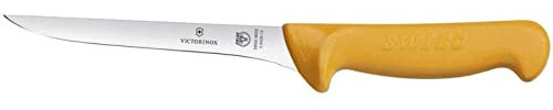 Victorinox Swibo Cuchillo de cocina/deshuesador con hoja flexible de 13 cm, recto y estrecho, de color amarillo
