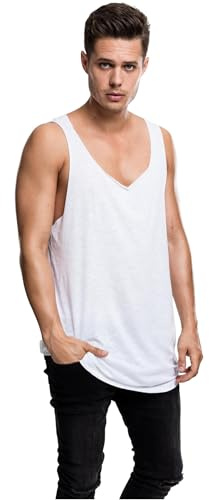 Urban Classics Long Shaped Open Edge Loose Tank Camiseta Deportiva de Tirantes, Blanco (White 220), L para Hombre