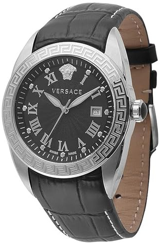 Versace Herren Analog Quarz Uhr mit Leder Armband VFE120015