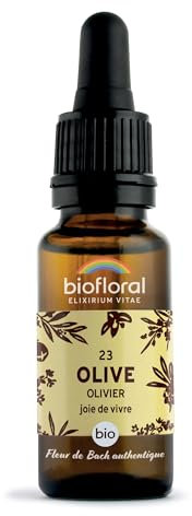 BIOFLORAL - 23 Olive, Olivier BIO DEMETER - Joie de Vivre - Fleur de Bach Authentique - Compte-gouttes 20 ML
