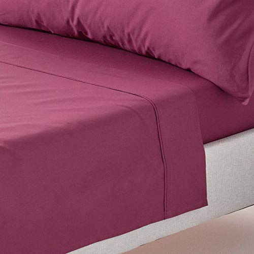 HOMESCAPES Plum Purple Pure Egyptian Cotton Flat Sheet Super King 200 TC 400 Thread Count Equivalent Bed Sheet