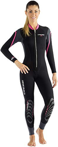 Cressi Lei Monopiece Wetsuit 2.5mm - Muta Monopezzo per snorkeling, nuoto e sport acquatici, in Neoprene Ultra Stretch 2.5mm, per Donna, Nero/Grigio/Rosa, XS