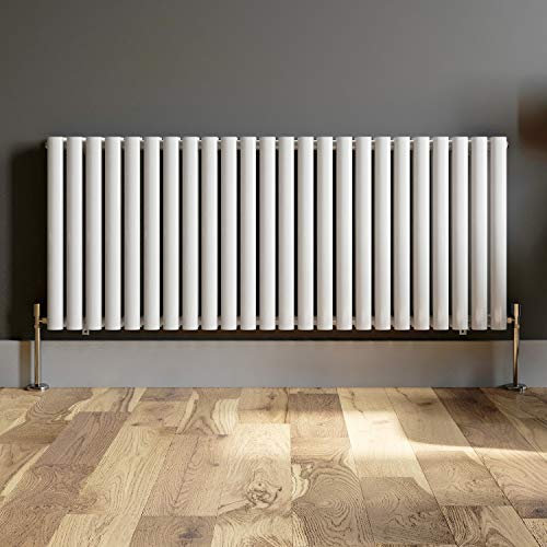 iBathUK Strata Horizontal Radiator, Double Oval Panel Radiators, 600x1440mm Slim Radiator for Bathroom,Kitchen,Living Room - Anthracite