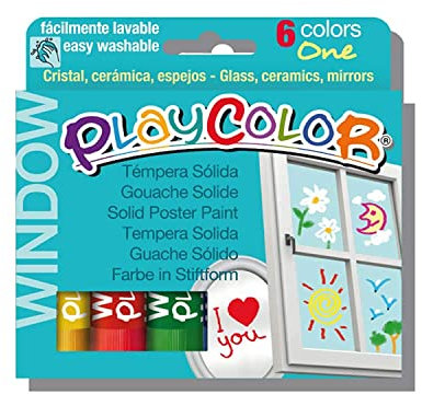 Playcolor Window One - Pintura Para Cristales - 6 colores surtidos - 02001