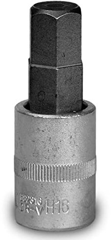 Alkan 16 mm 1/2 Antrieb Innensechskant Bit-Einsatz 6-kant | Innen-6-kant Bit-Einsatz/Stecknuss für Schrauben, 1/2 Innenvierkant, passend für Ratsche & Steckschlüssel