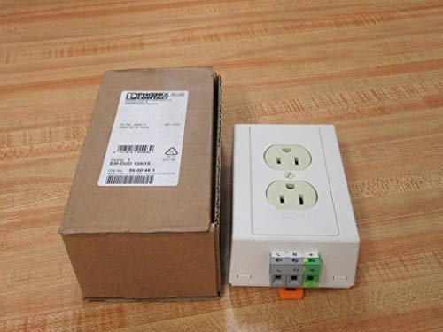 PHOENIX CONTACT EM-DUO 120/15 Steckdose auf Einer Tragschiene Montierte Doppelsteckdose mit Zwei 120V AC/15A-Buchsen, 82mm Breite, 135mm Höhe, Elfenbein
