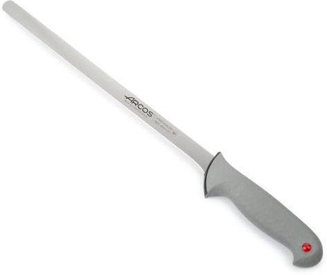 Arcos Cuchillo corte/jamonero con Hoja Acero Inoxidable y 300 mm. Mango ergonómico polioximetileno POM. Serie Colour Prof. Mayor comodidad, adaptabilidad y resistencia. Color negro.