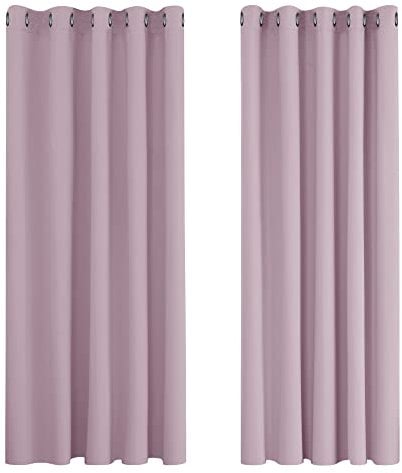 Deconovo Super Soft Thermal Insulated Blackout Curtains Eyelet Curtains Bedroom 66 x 72 Inch Pink Lavender 2 Panels