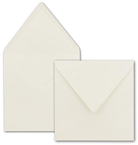 50x Quadratische Briefumschläge in Naturweiß (Weiß) - 15,5 x 15,5 cm - ohne Fenster, mit Nassklebung - 110 g/m² - Für Einladungskarten zu Hochzeit, Geburtstag und mehr - Serie FarbenFroh