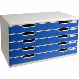 Exacompta Schubladenbox Modulo A3 5 Fächer Classic lichtgrau/blau