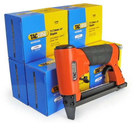 Tacwise 1190 A7116V Upholstery Air Stapler Bundle with 120,000 x 10mm Staples, Uses Type 71 / 4 - 16 mm Staples, Orange / Black