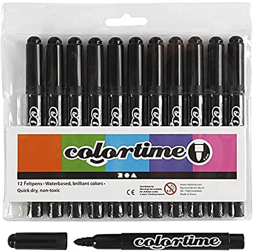 Colortime Marker, 5 mm Linie, schwarz, 12 Stück