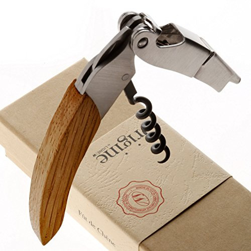 Ligne W – Korkenzieher „Sommelier“ mit Griff aus Eichenholz, mit Leinen-Finish