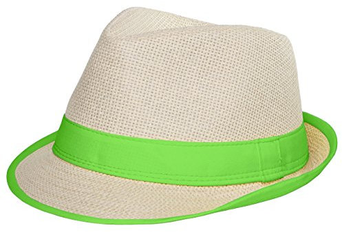 Caspar Unisex Trilby Hut/Strohhut mit farbiger Krempe - 2 Modelle - viele Farben - HT001, Farbe:No.2 lemon