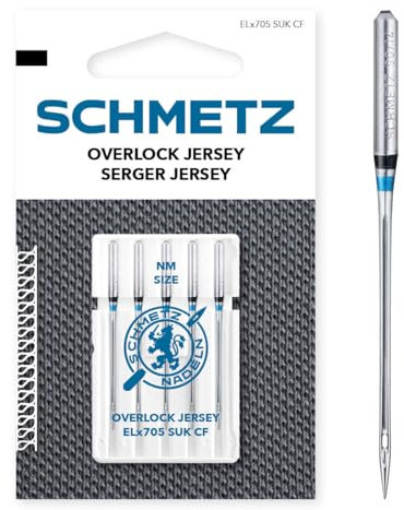 SCHMETZ | 5 Nähmaschinennadeln | Overlock Jersey | ELx705 SUK CF/SY 2022 | Nadeldicke 80/12 | Hinweis: Überprüfen Sie das empfohlene Nadelsystem in der Bedienungsanleitung