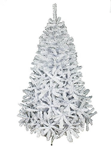 HAAC künstlicher Weihnachtsbaum in Farbe weiß 180 cm mit 600 Zweigen Tannenbaum aufklappbar mit Metallständer Ständer