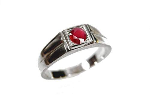 mr.goldis Herrenring Silber 925 Solitär Herren Ring Granat Stein Herrenschmuck Silberrring