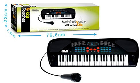 WS - Synthétiseur - 49 Touches - Teens - 610600 - 66 cm - Noir - Idéal Pour Les Débutants - Musique - Instrument - IZZY - Initiation Piano - Musicien Amateurs -Cable USB Inclus - Micro