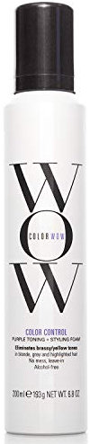 Color Wow Color Control Purple Toning & Styling Foam, Anti Gelbstich Mousse für ein Kühles Blond, No Yellow Haarpflege neutralisiert Gelb- und Messingtöne, 200ml