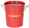 Metal Kitchen Compost Caddy - Composting Bin for Food Waste Recycling (Red)