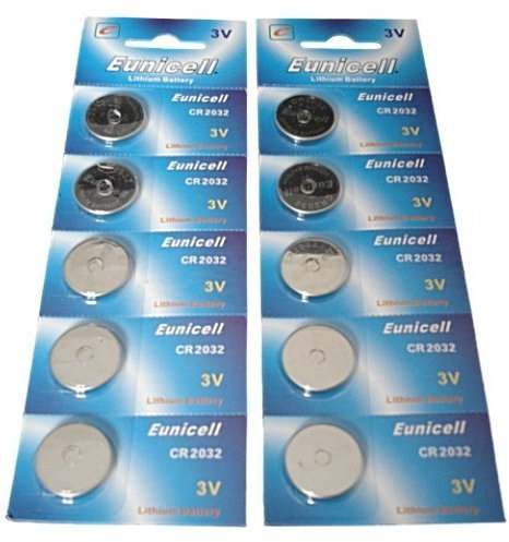 Eunicell Lot of 10 button batteries CR2032 DL2032 5004LC CR 2032 3 V by EUNICELL
