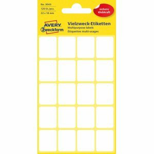 AVERY Zweckform 10 x Etiketten 22x18mm VE=120 Stück weiß