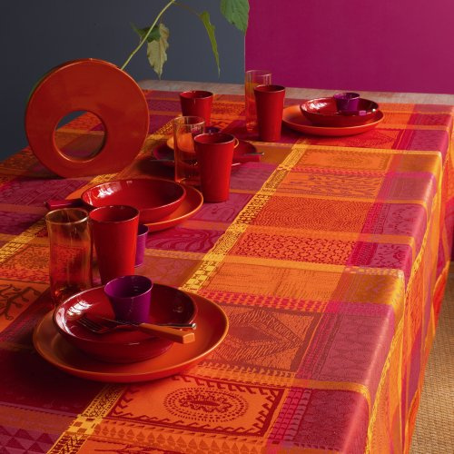 Garnier Thiebaut - Tischläufer, Tischdecke - Mille Wax Ketchup - Baumwolle - rot 55 X 180 cm