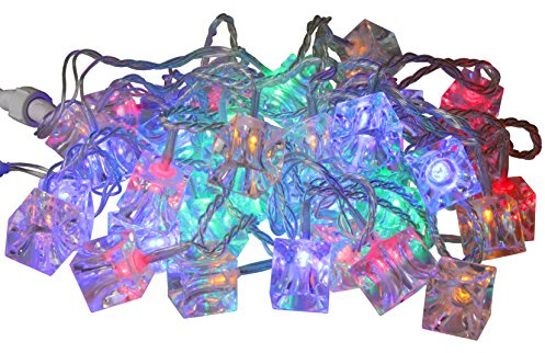 LED Lichterkette Würfel 6,5 m 50 LED bunt mit Controller verschiedene Leuchtmodi multicolor Außen IP44Partylichterkette Partylicht Partybeleuchtung Partyleuchte Strahler