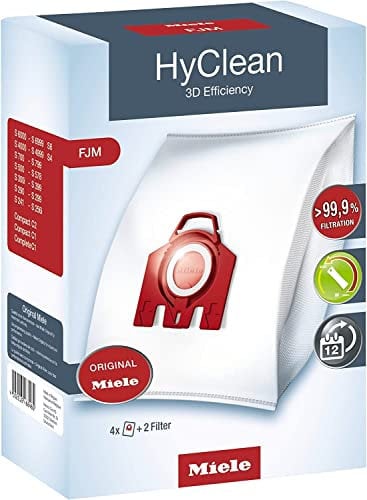 Miele Original HyClean 3D Efficiency FJM Staubsaugerbeutel für Staubsauger, Rot, Weiß, 1, 4er-Pack (9917710)