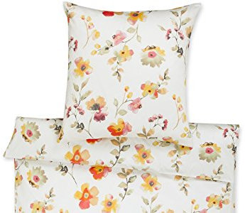 Estella Mako-Satin-Lifestyle Bettwäsche Laith 7867, Größe:155x220 + 80x80 cm;Farbe:700- gold