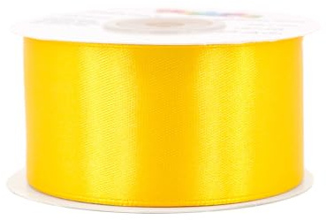 Satinband 38mm x 25m Rolle - FARBAUSWAHL in 3/6/12/18/25/38/50/75/100mm - farbecht & waschbar - Schleifenband für Hochzeit - Geschenkband zum Verpacken Dekorieren Basteln - Gelb 645