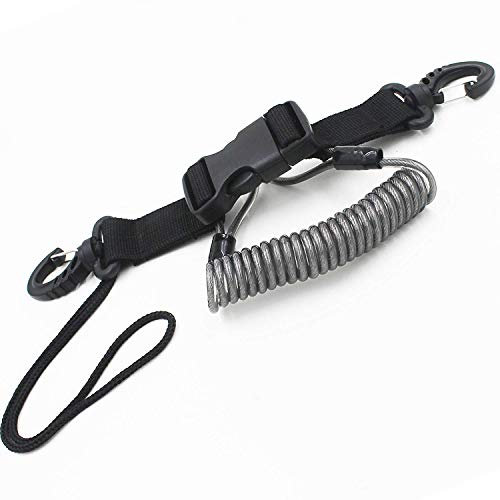 YYST One Stainless Steel Scuba Diving Lanyard Stainless Steel Spring Coiled Lanyard with Quick Release Buckle for Cameras and Dive Lights by
