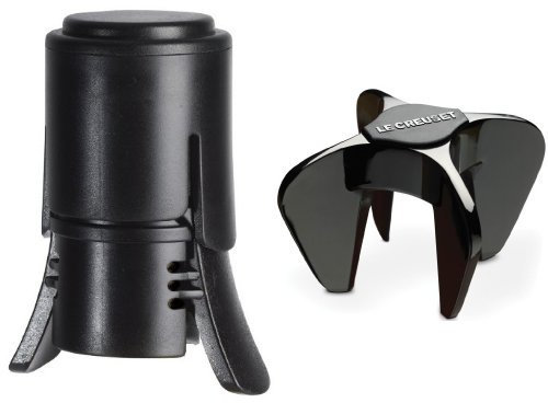 Le Creuset Wine Accessories SW-106 Sparkling Wine Stopper and Wine Opener Set - Black