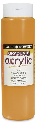 Daler-Rowney Graduate Acrylic Paint, Plastic Bottle, 16.91oz - 500 ml, Yellow Ochre