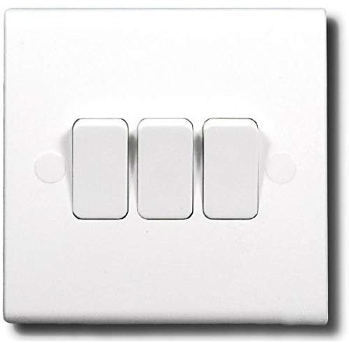 Deta S1205 Slimline Triple Light Switch 3 Gang 1 or 2 way 10amp SP