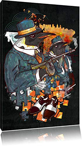 Pixxprint Dark Mobsters black Bild, Größe: 60x40cm, Leinwandbild, fertig gespannt, Wandbild, Dekoration, Kunstdruck, kein Poster