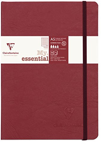 Clairefontaine 793462C Notizbuch AgeBag My Essentials, DIN A5, 14,8 x 21 cm, 96 Blatt, liniert, nummeriert, 90g, 1 Stück, rot