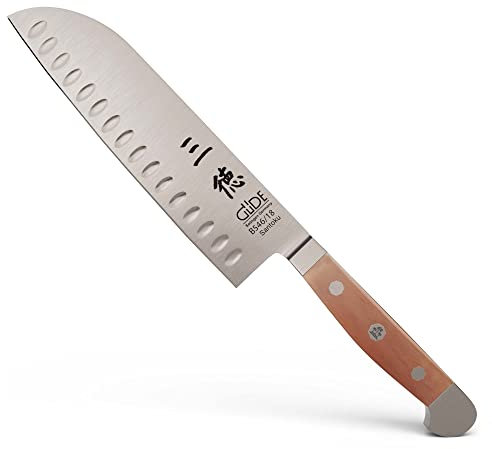GÜDE Solingen - Santoku mit Kulle geschmiedet, 18 cm, Birnenholz, ALPHA BIRNE, Doppelkropf, Handmade Germany
