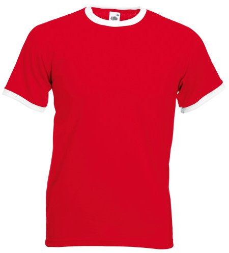 Fruit Of The Loom Herren T-Shirt Gr. S, Rot/Weiß.