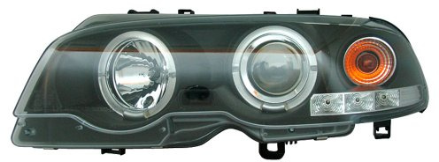 AutoStyle Satz Scheinwerfer passgenau | kompatibel mit BMW 3er E46 Coupe/Cabrio 1999-2002 - Schwarz - inkl. Standlichtringen